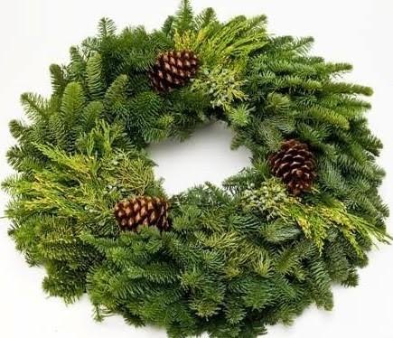 24" Noble Fir Wreath w/ Natural Pinecones