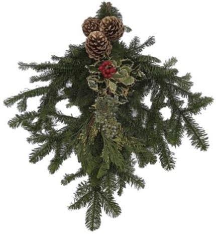 Door Swag w/ Natural Pinecones, Juniper, Incense Cedar, and Red Berries